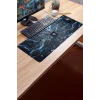 SonicTouch Çip Devre Desenli Kaymaz Gaming Oyuncu Masaüstü Dikişsiz Klavye Mouse Pad 32x70Cm