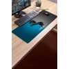 SonicTouch Şahlanan Ahal Teke Mavi Gri Gamer Oyuncu Dikişsiz Sıvı Geçirmez Klavye Mouse Pad 32x70Cm