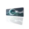 SonicTouch Dalgaların İhtişamı Ay Yıldızlı Kaymaz Gaming Oyuncu Masaüstü Dikişsiz Klavye Mouse Pad 32x70Cm