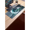 SonicTouch Dalgaların İhtişamı Ay Yıldızlı Kaymaz Gaming Oyuncu Masaüstü Dikişsiz Klavye Mouse Pad 32x70Cm