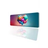 SonicTouch Dijital Çizim Kalpler Kaymaz Gaming Oyuncu Masaüstü Dikişsiz Mavi Yeşil Klavye Mouse Pad 32x70Cm