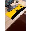 SonicTouch Kara Kedi Sarı Siyah Gamer Oyuncu Dikişsiz Sıvı Geçirmez Klavye Mouse Pad 32x70Cm
