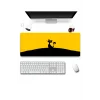 SonicTouch Kara Kedi Sarı Siyah Gamer Oyuncu Dikişsiz Sıvı Geçirmez Klavye Mouse Pad 32x70Cm