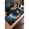 SonicTouch Ay Yıldızlı Fırtına Kaymaz Taban Pürüzsüz Yüzey Dikişsiz Gamer Klavye Mouse Pad 32x70cm