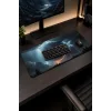 SonicTouch Ay Yıldızlı Fırtına Kaymaz Taban Pürüzsüz Yüzey Dikişsiz Gamer Klavye Mouse Pad 32x70cm