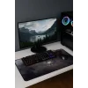SonicTouch Kara Kartal Siyah Beyaz Yıldız Kaymaz Gaming Oyuncu Masaüstü Dikişsiz Klavye Mouse Pad 32x70Cm