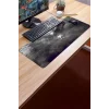 SonicTouch Kara Kartal Siyah Beyaz Yıldız Kaymaz Gaming Oyuncu Masaüstü Dikişsiz Klavye Mouse Pad 32x70Cm