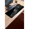 SonicTouch Kara Kartal Kaymaz Gaming Oyuncu Masaüstü Dikişsiz Siyah Beyaz Klavye Mouse Pad 32x70Cm