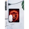 SonicTouch Kırmızı Neon Aslan Pürüzsüz Yüzey Kaymaz Taban Dikişsiz Kenar Gamer Oyuncu Mouse Pad 19x23cm