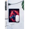 SonicTouch Kırmızı Neon Kurt Pürüzsüz Yüzey Kaymaz Taban Dikişsiz Kenar Gamer Oyuncu Mouse Pad 19x23cm