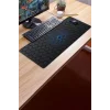 SonicTouch Mavi Siyah Altıgen Desenli Kaymaz Gaming Oyuncu Masaüstü Dikişsiz Klavye Mouse Pad 32x70Cm