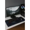SonicTouch Mavi Siyah Petek Desenli Kaymaz Gaming Oyuncu Masaüstü Dikişsiz Klavye Mouse Pad 32x70Cm