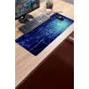 SonicTouch Mavi Geometri Tahtası Gamer Oyuncu Dikişsiz Sıvı Geçirmez Klavye Mouse Pad 32x70Cm