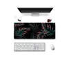 SonicTouch Bohem Palmiye Yaprakları Siyah Gamer Oyuncu Dikişsiz Sıvı Geçirmez Klavye Mouse Pad 32x70Cm