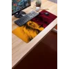 SonicTouch Sarı Kırmızı Aslan Temalı Kaymaz Gaming Oyuncu Masaüstü Dikişsiz Klavye Mouse Pad 32x70Cm