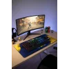 SonicTouch Sarı Lacivert Yıldız Kanaryalı Kaymaz Gaming Oyuncu Masaüstü Dikişsiz Siyah Klavye Mouse Pad 32x70Cm