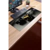 SonicTouch Siyah Beyaz Altın Zar Desenli Kaymaz Gaming Oyuncu Masaüstü Dikişsiz Klavye Mouse Pad 32x70Cm