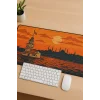 SonicTouch UltraGrand Kız Kulesi ve İstanbul Silueti Turuncu Dikişsiz Xxl Gaming Oyuncu Masaüstü Klavye Mouse Pad 40x90Cm
