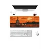 SonicTouch UltraGrand Kız Kulesi ve İstanbul Silueti Turuncu Dikişsiz Xxl Gaming Oyuncu Masaüstü Klavye Mouse Pad 40x90Cm