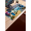 SonicTouch UltraGrand Mavi Beyaz Bodrum Evleri Dikişsiz Xxl Gaming Oyuncu Masaüstü Klavye Mouse Pad 40x90Cm