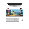 SonicTouch UltraGrand Mavi Beyaz Bodrum Evleri Dikişsiz Xxl Gaming Oyuncu Masaüstü Klavye Mouse Pad 40x90Cm