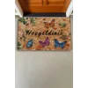 Valerine Life Ahşap Oyma Temalı Kelebekli Hoş Geldiniz Kapı Önü Paspası 45x70cm