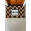 Valerine Life Ekose Desenli Kahverengi Siyah Welcome Hoş Geldiniz Kapı Önü Paspası 45x70cm