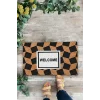 Valerine Life Ekose Desenli Kahverengi Siyah Welcome Hoş Geldiniz Kapı Önü Paspası 45x70cm