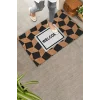 Valerine Life Ekose Desenli Kahverengi Siyah Welcome Hoş Geldiniz Kapı Önü Paspası 45x70cm