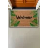 Valerine Life Beyaz Çerçeveli Palmiye Yaprakları Welcome Kapı Önü Paspası 45x70cm