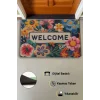 Valerine Life Çiçekli Sarı Papatyalı Dijital Baskılı Welcome Hoş Geldiniz Kapı Önü Paspası 45x70cm