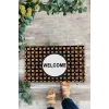 Valerine Life Artı Desenli Kahverengi Siyah Welcome Hoş Geldiniz Kapı Önü Paspası 45x70cm
