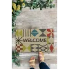 Valerine Life Rustik Geometrik Üçgen Çizgi Desenli Welcome Hoş Geldiniz Kapı Önü Paspası 45x70cm