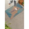 Valerine Life Mavi Palmiye Yapraklı Welcome Hoş Geldiniz Kapı Önü Paspası 45x70cm