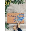 Valerine Life Mavi Yengeç Desenli Welcome Hoş Geldiniz Kapı Önü Paspası 45x70cm