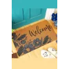 Valerine Life Lacivert Papatya Çiçekli Welcome Hoş Geldiniz Kapı Önü Paspası 45x70cm