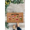 Valerine Life Noel Yılbaşı Kurabiyeleri Kırmızı Kahverengi Welcome Hoş Geldiniz Kapı Önü Paspası 45x70cm