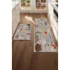 Valerine Life Bon Appetit Afiyet Olsun Mutfak Matı Halısı Yıkanır Kaymaz Taban Tezgah Önü Paspası İkili Set