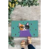 Valerine Life Aristokrat Kedi Yeşil Renkli Welcome Hoş Geldiniz Kapı Önü Paspası 45x70cm