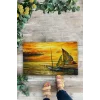 Valerine Life Deniz Gemi ve Gün Batımında Huzur Temalı Welcome Hoş Geldiniz Kapı Önü Paspası 45x70cm