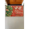 Valerine Life Yılbaşı Noel Çam Ağacı Eldivenli Kırmızı Welcome Hoş Geldiniz Kapı Önü Paspası 45x70cm