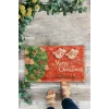 Valerine Life Yılbaşı Noel Çam Ağacı Eldivenli Kırmızı Welcome Hoş Geldiniz Kapı Önü Paspası 45x70cm