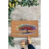 Valerine Life Renkli Yaşam Ağacı Kahverengi Welcome Hoş Geldiniz Kapı Önü Paspası 45x70cm