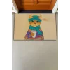 Valerine Life Kedilatte Parke Desenli Krem Rengi Welcome Hoş Geldiniz Kapı Önü Paspası 45x70cm