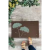 Valerine Life Kişniş Çiçeği Motifli Kahverengi Welcome Hoş Geldiniz Kapı Önü Paspası 45x70cm