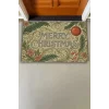 Valerine Life Çiçek Süslemeli Krem Merry Christmas Welcome Hoş Geldiniz Kapı Önü Paspası 45x70cm