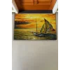 Valerine Life Deniz Gemi ve Gün Batımında Huzur Temalı Welcome Hoş Geldiniz Kapı Önü Paspası 45x70cm