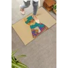 Valerine Life Kedilatte Parke Desenli Krem Rengi Welcome Hoş Geldiniz Kapı Önü Paspası 45x70cm