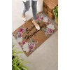 Valerine Life Kırmızı Beyaz Çelenk Gülleri Welcome Ev İç Dış Kapı Önü Paspası 45x70cm