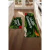 Valerine Life Hello Summer Yeşil Mutfak Matı Halısı Yıkanır Kaymaz Taban Tezgah Önü Paspası İkili Set